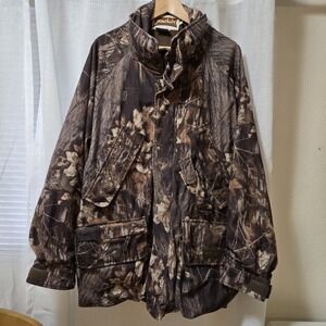 Gamehide Hush Hide Camo Hunting Jacket Sz Large Insulated Multi Pocket Mossy Oak